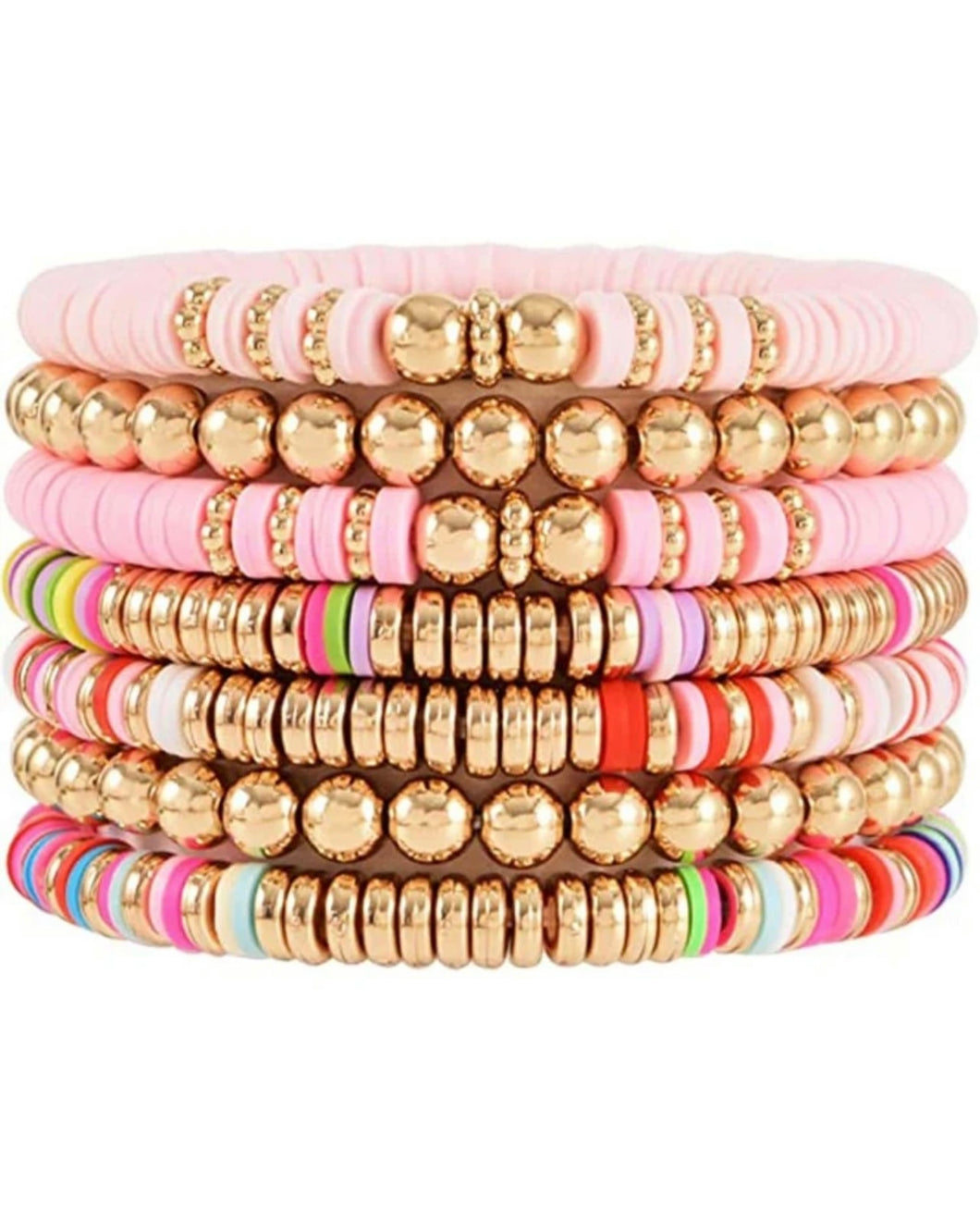 Pink stack bracelet set