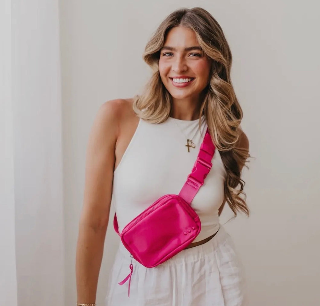 Hot pink belt bag