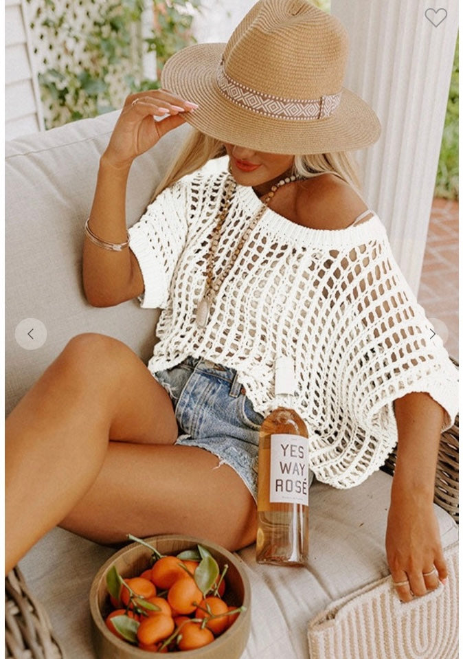 White crochet sweater